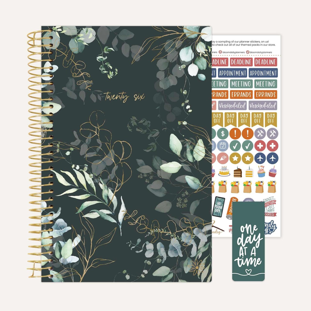 bloom daily planners 2026 Soft Cover Weekly & Monthly Planner, 5.5" x 8.25", Eucalyptus, Green